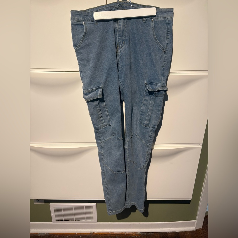 Blue Denim Cargo Pants